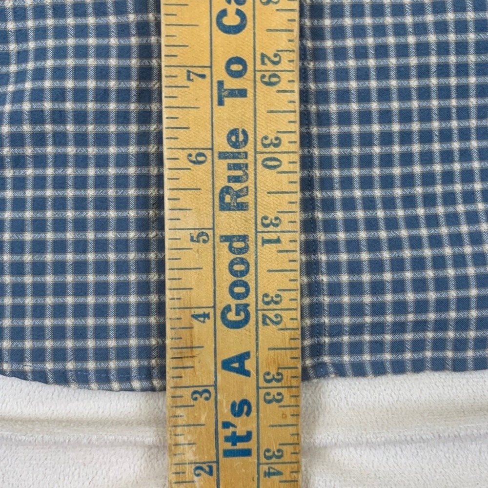 LL Bean Mens Medium Tall Blue Check Long Sleeve Button Down Shirt 0GR89 Pocket - Picture 5 of 9